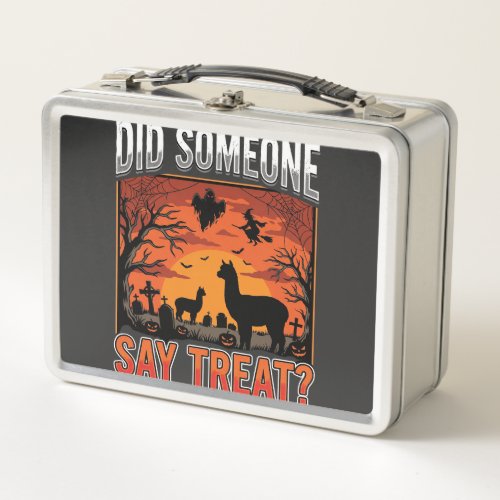 Halloween Alpaca Graveyard Did Someone Say Treat D Metal Lunch Box