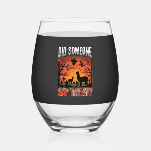 Halloween Alpaca Graveyard Did Someone Say Treat D Stemless Wine Glass