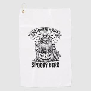Halloween Alpaca Shirt Vintage Skull Pumpkin Desig Golf Towel