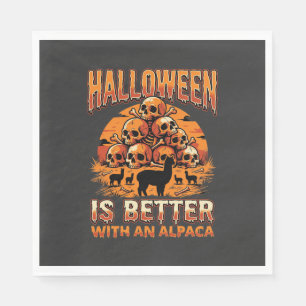 Halloween Alpaca Skull Pile Retro Horror Design Napkins