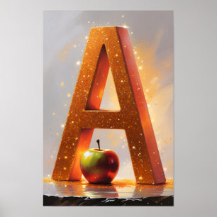 Halloween Alphabet Kids ABC Letter A Poster