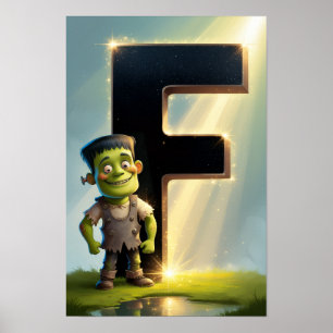 Halloween Alphabet Kids ABC Letter F Poster
