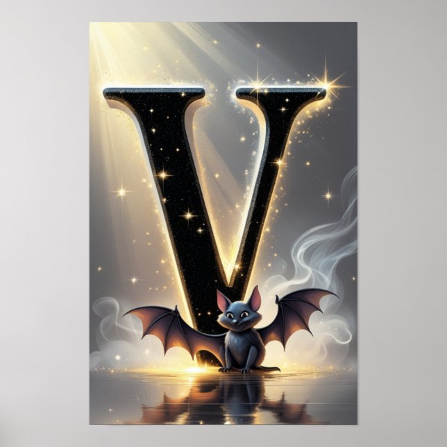 Halloween Alphabet Kids ABC Letter V Poster (Front)
