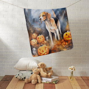 Halloween American English Foxhound With Pumpkins Baby Blanket