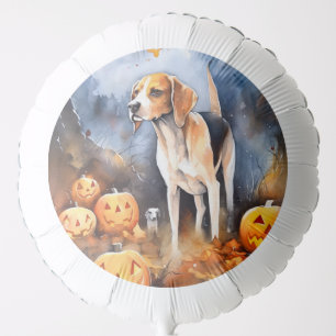 Halloween American English Foxhound With Pumpkins Balloon