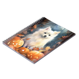 Halloween American Eskimo With Pumpkins Scary Notebook