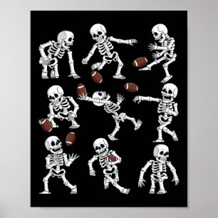 Halloween American Football Skeletons Funny Men Bo Poster