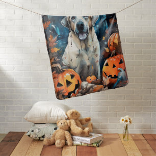 Halloween Anatolian Shepherd With Pumpkins Scary Baby Blanket