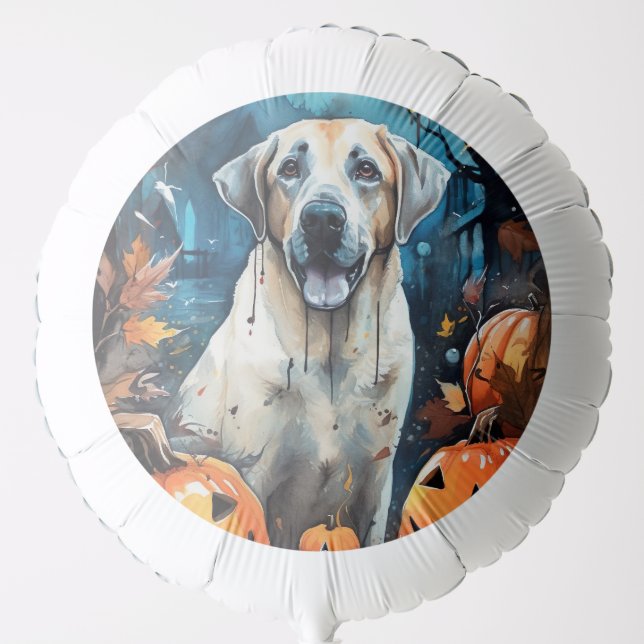Halloween Anatolian Shepherd With Pumpkins Scary Balloon (Front)