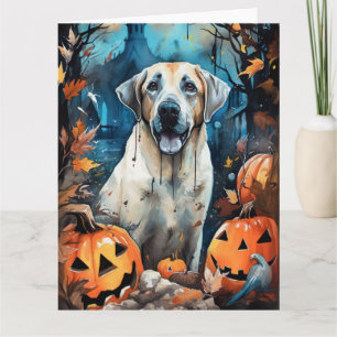 Halloween Anatolian Shepherd With Pumpkins Scary Card