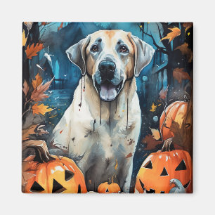 Halloween Anatolian Shepherd With Pumpkins Scary Magnet