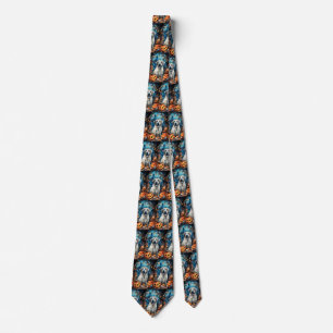 Halloween Anatolian Shepherd With Pumpkins Scary Neck Tie