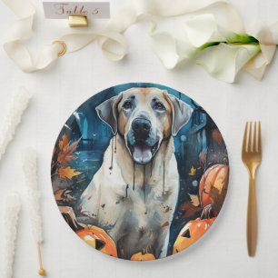 Halloween Anatolian Shepherd With Pumpkins Scary Paper Plates