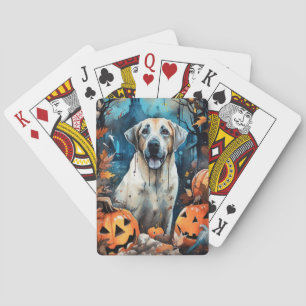 Halloween Anatolian Shepherd With Pumpkins Scary Poker Cards