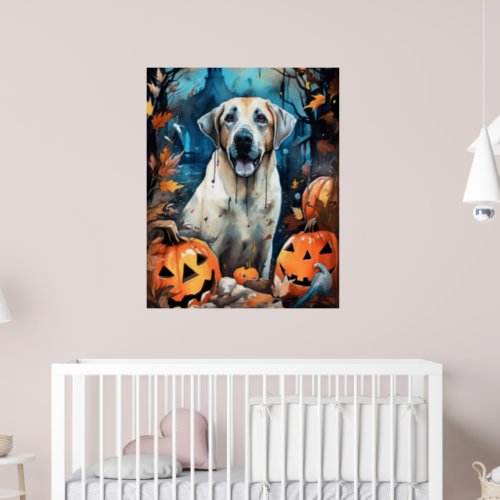 Halloween Anatolian Shepherd With Pumpkins Scary Poster