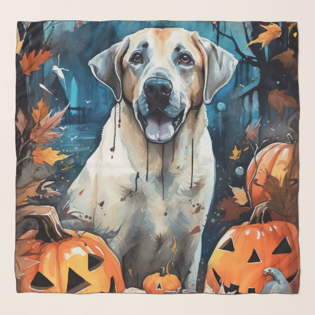 Halloween Anatolian Shepherd With Pumpkins Scary Scarf (Front)