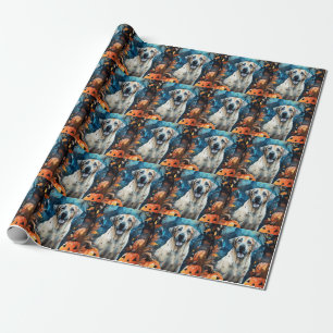 Halloween Anatolian Shepherd With Pumpkins Scary Wrapping Paper
