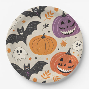 Halloween and autumn pattern paper plates