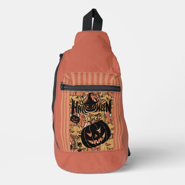 Halloween and Black Pumpkins Print Cut Sew Bag (Front)