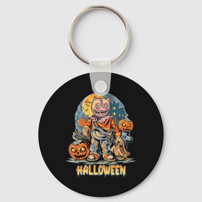 Halloween And Cat Keychain (Front)