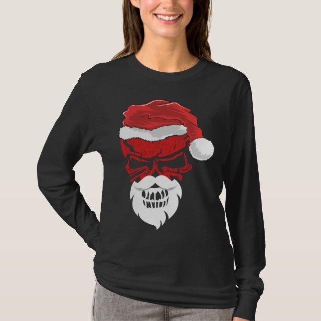 Halloween and Christmas Skull Graphic Tees Hallowe (Front)