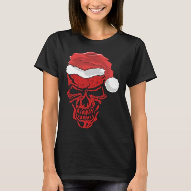 Halloween and Christmas Skull Graphic Tees Hallowe (Front)