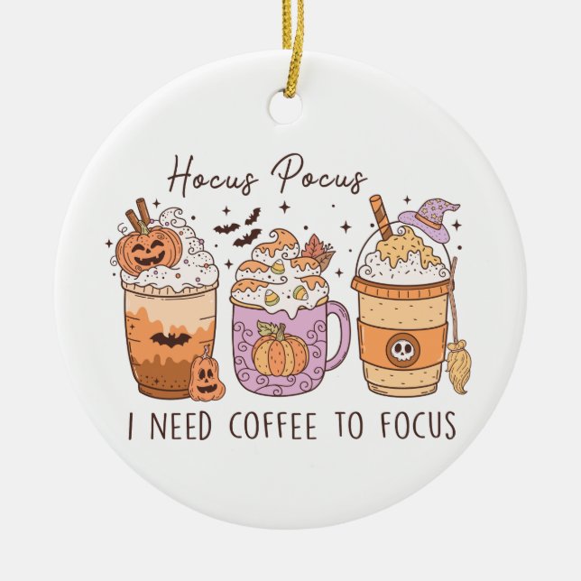 Halloween and Coffee Ceramic Ornament (Front)