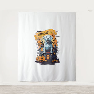 HALLOWEEN AND DOG TAPESTRY