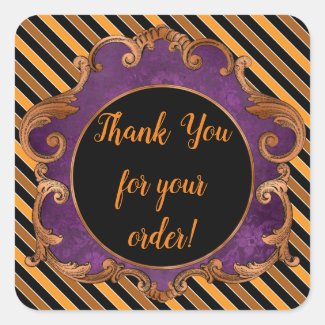 Halloween and Fall Thank You Square Stickers