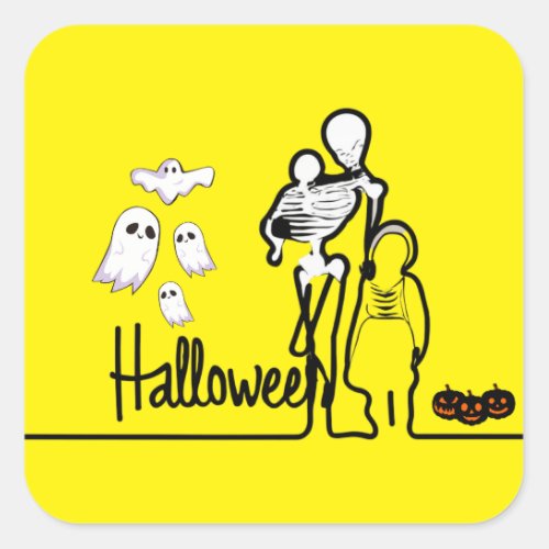Halloween and Family  Square Sticker