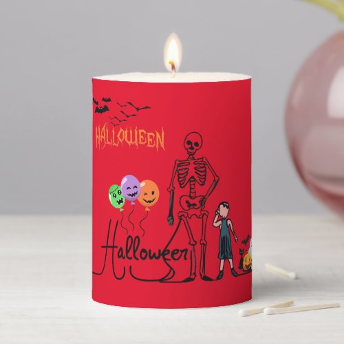 Halloween and Skeleton Pillar Candle