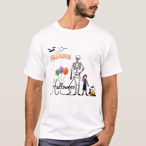 Halloween and Skeleton T_Shirt