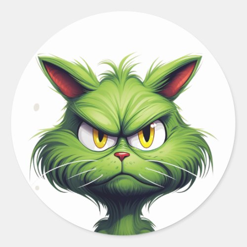 Halloween Angry Cat  Classic Round Sticker