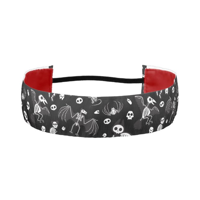 Halloween Animal Bats Dogs Cats Spiders Skeletons Athletic Headband (Front)