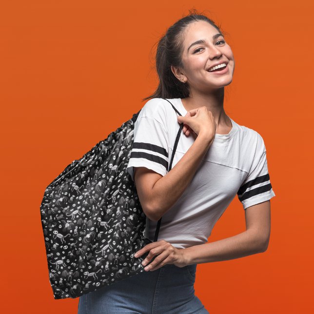 Halloween Animal Bats Dogs Cats Spiders Skeletons Drawstring Bag (Creator Uploaded)