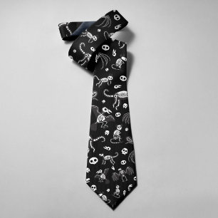 Halloween Animal Bats Dogs Cats Spiders Skeletons Neck Tie
