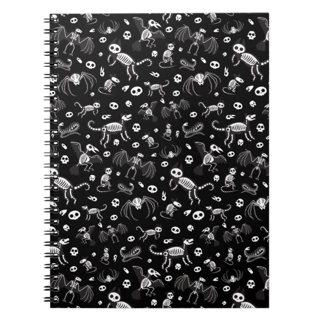 Halloween Animal Bats Dogs Cats Spiders Skeletons Notebook (Front)