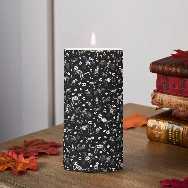 Halloween Animal Bats Dogs Cats Spiders Skeletons Pillar Candle (Creator Uploaded)