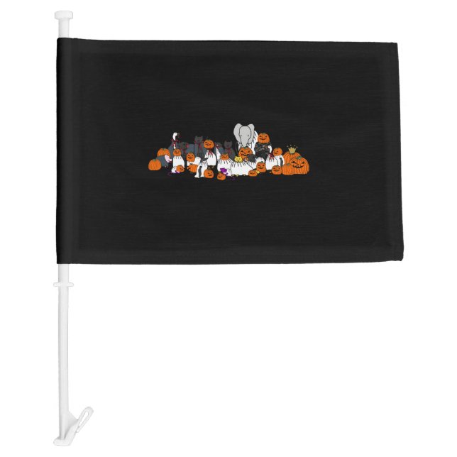 Halloween Animals And Horror Pumpkins Car Flag (Front)