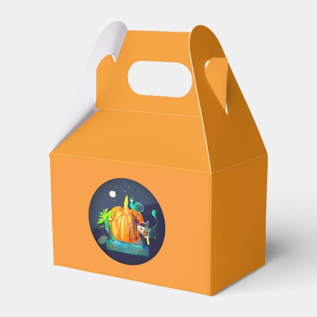 Halloween Animals & Pumpkin Trick or Treat  Favor Boxes (Front Side)