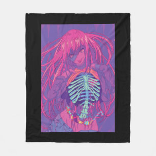 Halloween Anime Spooky Anime Girl Waifu Scary Fleece Blanket