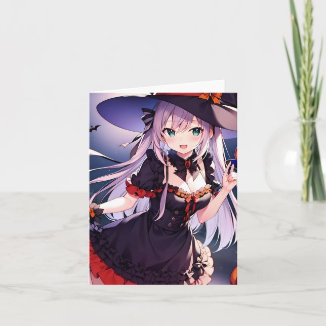 Halloween Anime W Holiday Card (Front)