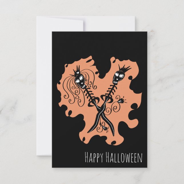 Halloween Anniversary Couples Skeleton Blades Card (Front)