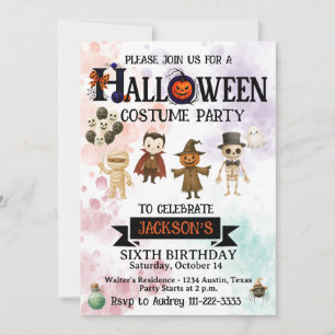 Halloween Any Age Birthday Party Trick Treat Invitation