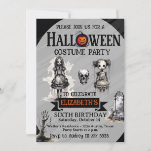 Halloween Any Age Girls Birthday Party Invitation