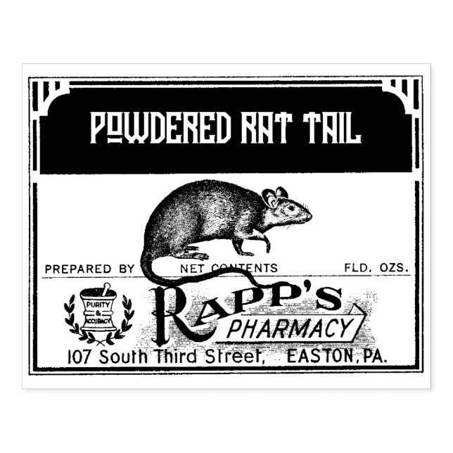 Halloween Apothecary Label - Rat Tail -  Rubber Stamp (Imprint)