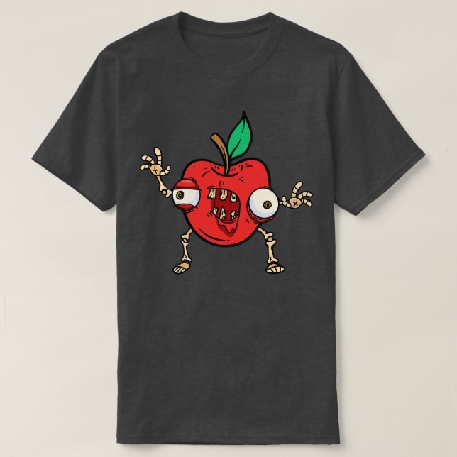 Halloween Apple Zombie Food Fruit Monster Spooky Z T-Shirt (Design Front)