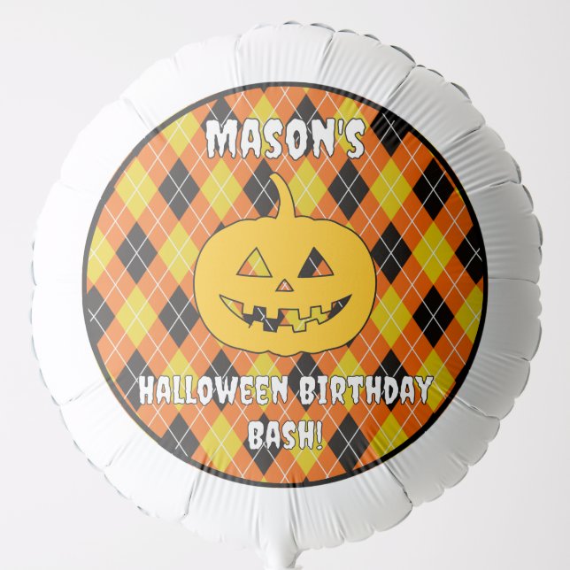 Halloween Argyle jack o lantern Balloon (Front)