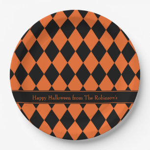 Halloween Argyle ~ Personalized Paper Plates