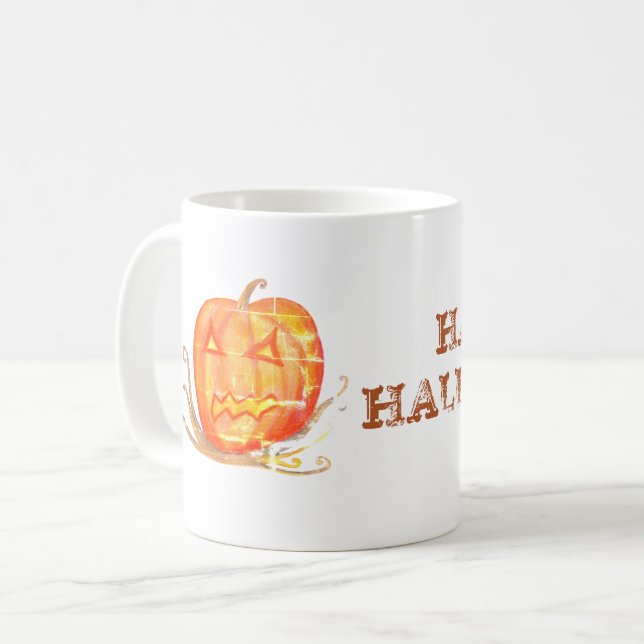 Halloween Art Pumpkin Custom Mug (Front Left)